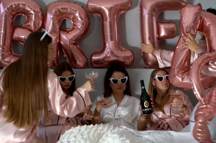 Bride to be Behind the scenes of a bachelorette photoshoot